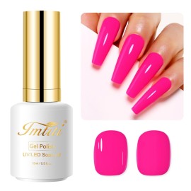 Imtiti Pink Gel Nail Polish, 0.5 Fl Oz Hot Pink Gel Polish Soak Off LED UV Spring Summer DIY Nail Art Starter Manicure Salon