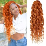 Faux Locs Crochet Hair 24Inch Crochet Locs, 6Packs Boho Faux Locs With Curly Ends Synthetic Loc Crochet Hair for Black Women(Orange, 24\'\')