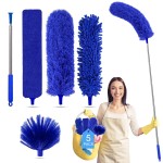 Tiumso Dusters for Cleaning,Microfiber Feather Duster 5-in-1 Kit, Duster with Extension Pole 100 Inches, Cobweb Duster, Microfiber Dusters for High Ceilings and Fans, Blinds and Cars