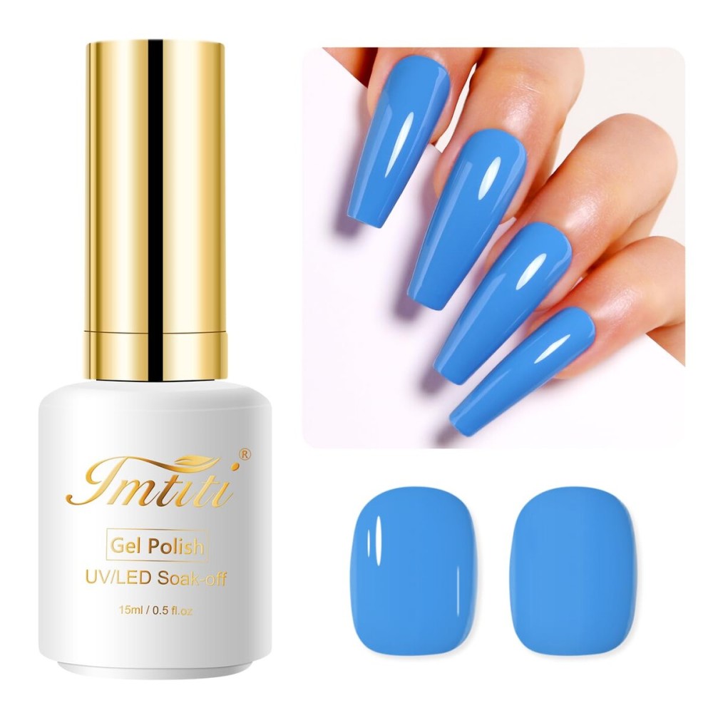 Imtiti Blue Gel Nail Polish, 0.5 Fl Oz Royal Blue Soak Off LED UV Polish for Spring Summer DIY Nail Art Starter Manicure Salon Kit