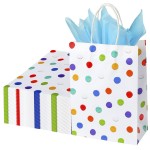 BLEWINDZ 32Pcs Rainbow Small Gift Bags Bulk with 32Pcs Tissue Paper - Colorful Polka Dots Goodie Bags with Handles for Party Favors, Kids Birthday, Baby Shower, Wedding, Shoppings