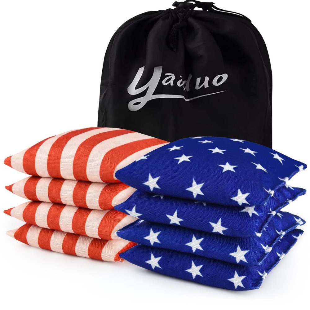 YAADUO Set of 8 Regulation Cornhole Bags Double Sided, Weather Resistant Bean Bags for Cornhole Toss Game, Corn Hole Beans Bags with Tote Bag