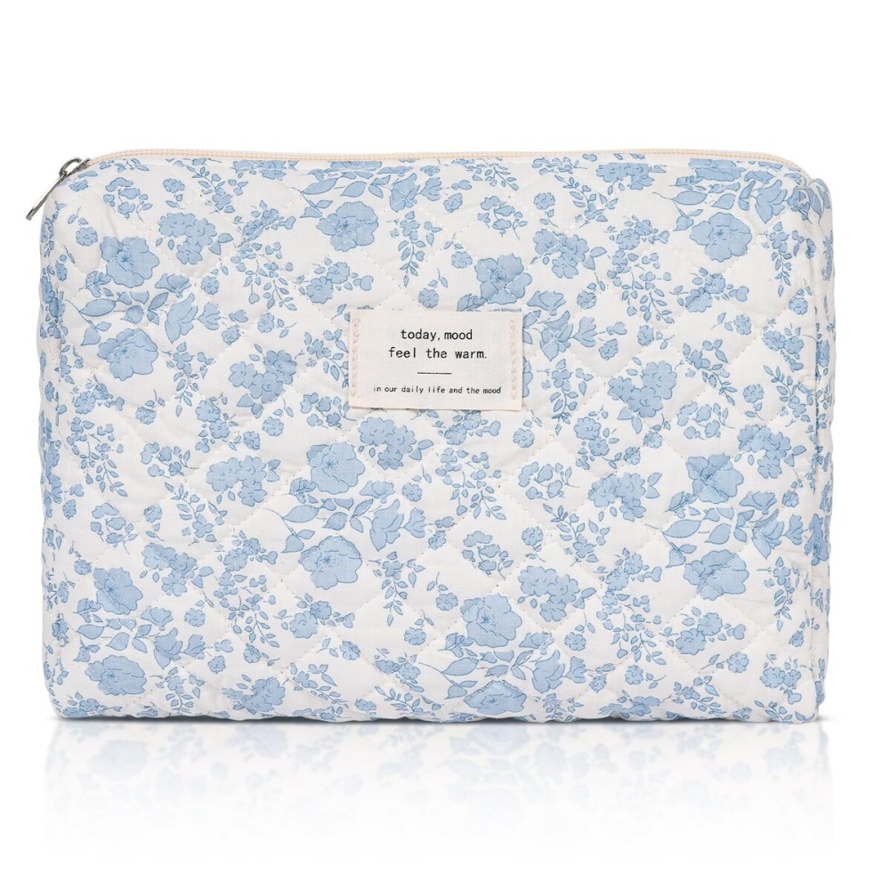 honitty Makeup Pouch,Quilted Cosmetic Bags,Large Floral Make Up Organizer for Women