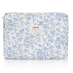 honitty Makeup Pouch,Quilted Cosmetic Bags,Large Floral Make Up Organizer for Women