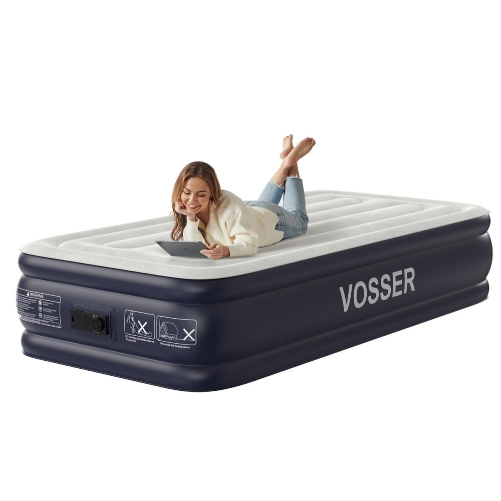 VOSSER Twin XL Air Mattress with Built in Pump Raised,80 Long,Upgraded 18\'\'Inflatable Mattress,Self Inflatable Blow Up Mattress in 2 Mins,Twin Size Air Mattress with Carry Bag for Home,Camping