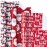 LeZakaa Christmas Wrapping Paper Roll - Mini Roll - 3 Rolls - 17 Inch X 120 Inch Per Roll - Red & White Penguins, Ho, Santa Claus, Christmas Elements Holiday Collection