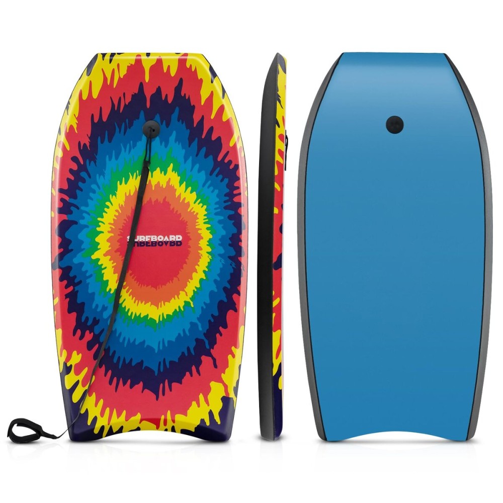 Goplus 41\'\'/37\'\'/33\'\' Lightweight Body Board for Beach, Surf Board with EPS Core, XPE Deck, HDPE Slick Bottom, Wrist Leash, Bodyboard for Kids Adults Surfing (Colorful Explosion, 33 Inches)