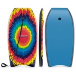 Goplus 41\'\'/37\'\'/33\'\' Lightweight Body Board for Beach, Surf Board with EPS Core, XPE Deck, HDPE Slick Bottom, Wrist Leash, Bodyboard for Kids Adults Surfing (Colorful Explosion, 33 Inches)