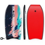 Goplus 41\'\'/37\'\'/33\'\' Lightweight Body Board for Beach, Surf Board with EPS Core, XPE Deck, HDPE Slick Bottom, Wrist Leash, Bodyboard for Kids Adults Surfing (Black+Pink+Blue, 37 Inches)