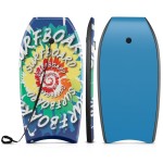 Goplus 41\'\'/37\'\'/33\'\' Lightweight Body Board for Beach, Surf Board with EPS Core, XPE Deck, HDPE Slick Bottom, Wrist Leash, Bodyboard for Kids Adults Surfing (Rainbow Vortex, 33 Inches)