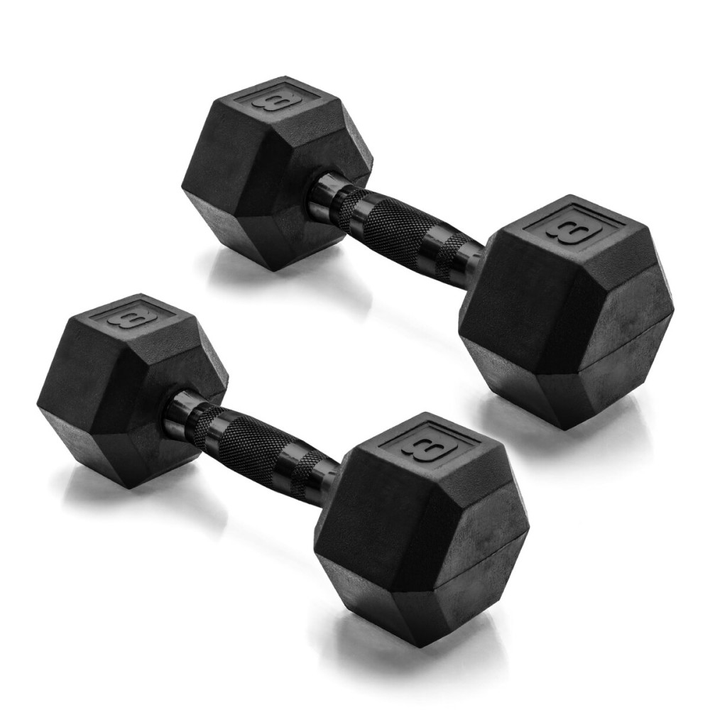 CAP Barbell 8 LB Coated Hex Dumbbell Pair with Black Handle