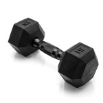 CAP Barbell 15 LB Rubber Coated Hex Dumbbell Hand Weight - Single | Black Handle