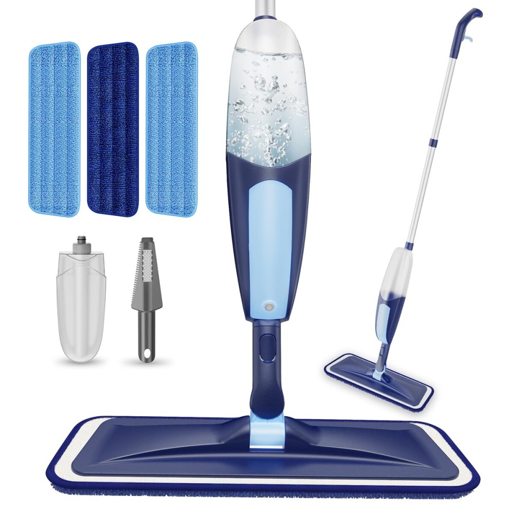 Spray Mops for Floor Cleaning, TRAV-ROUND Microfiber Wood Floor Mop with 3 Reusable Washable Pads Fit for Swiffer Powermop for Dry Dust Wet Cleaning on Hardwood Laminate Wood Ceramic Vinyl Tile