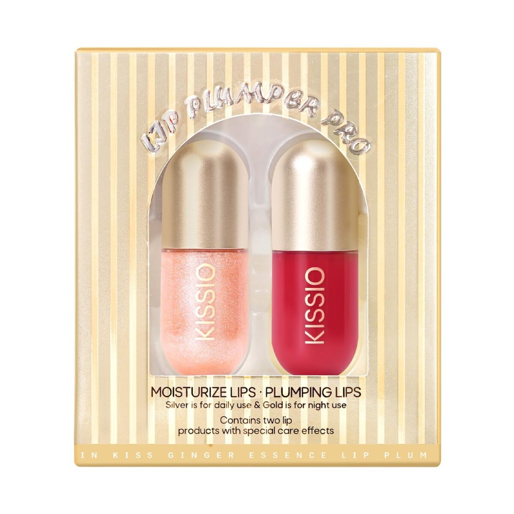 KISSIO Lip Plumper Set,Plumping,Moisturizing and Shimmer,Plumping Lip Gloss,Beauty Lips,01Lemonade and 05Dogwood