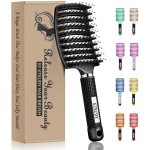 KTKUDY Detangling Brush Boar Bristles Hairbrush Make Hair Shiny & Healthier Curved and Vented Detangler Brush for Women Men Kids Wet & Dry Hair (Black)