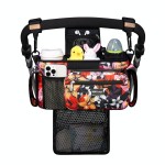 TOPDesign Universal Baby Stroller Organizer, Stroller Caddy with Detachable Mesh Bag & Heightened Insulated Cup Holders & Non-Slip Secure Hooks Accessories, Fits Most Strollers (Five Petal Flower)