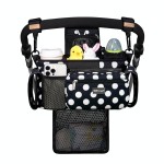 TOPDesign Universal Baby Stroller Organizer, Stroller Caddy with Detachable Mesh Bag & Heightened Insulated Cup Holders & Non-Slip Secure Hooks Accessories, Fits Most Strollers (Polka Dots)