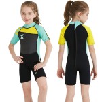 NATYFLY Kids Wetsuit, 2.5mm Neoprene Thermal Swimsuit, Shorty Wetsuit for Girls Boys and Toddler, Short Sleeve Kids Wet Suits for Swimming