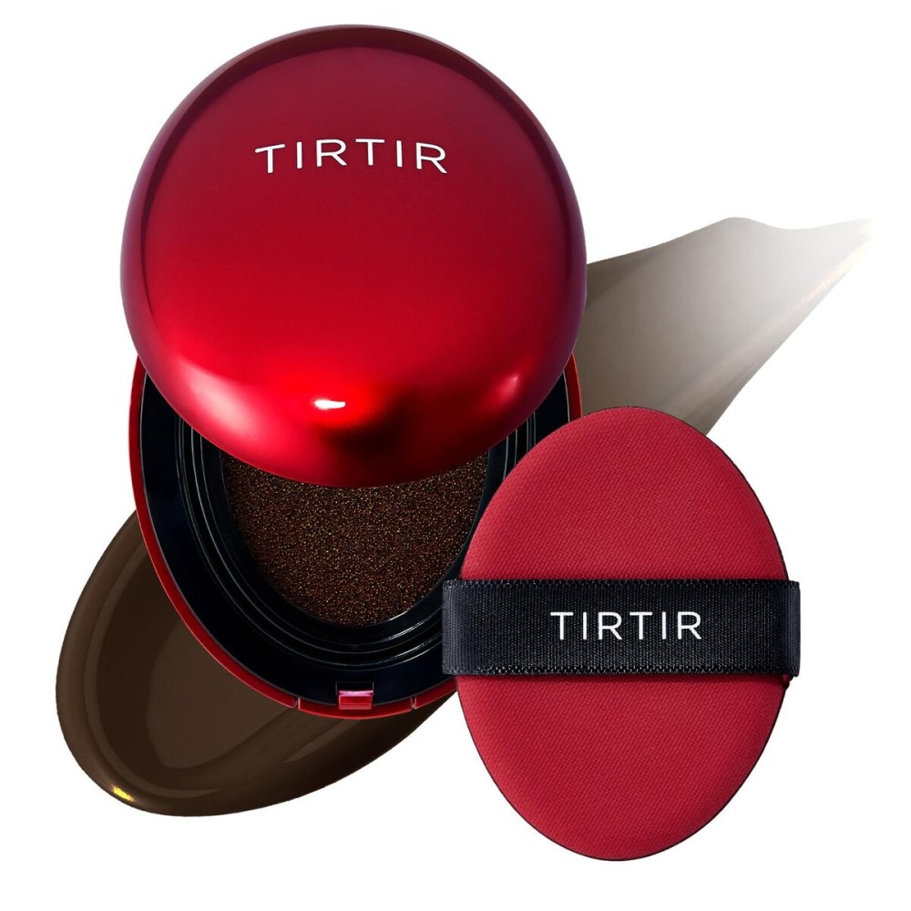 TIRTIR Mask Fit Red Cushion Foundation | Full coverage, Weightless, Skin fit, Satin Glow Finish, Korean Makeup BB Foundation, beauty, Tattoo cover up, Buildable (55N Espresso, 0.63 Fl Oz)