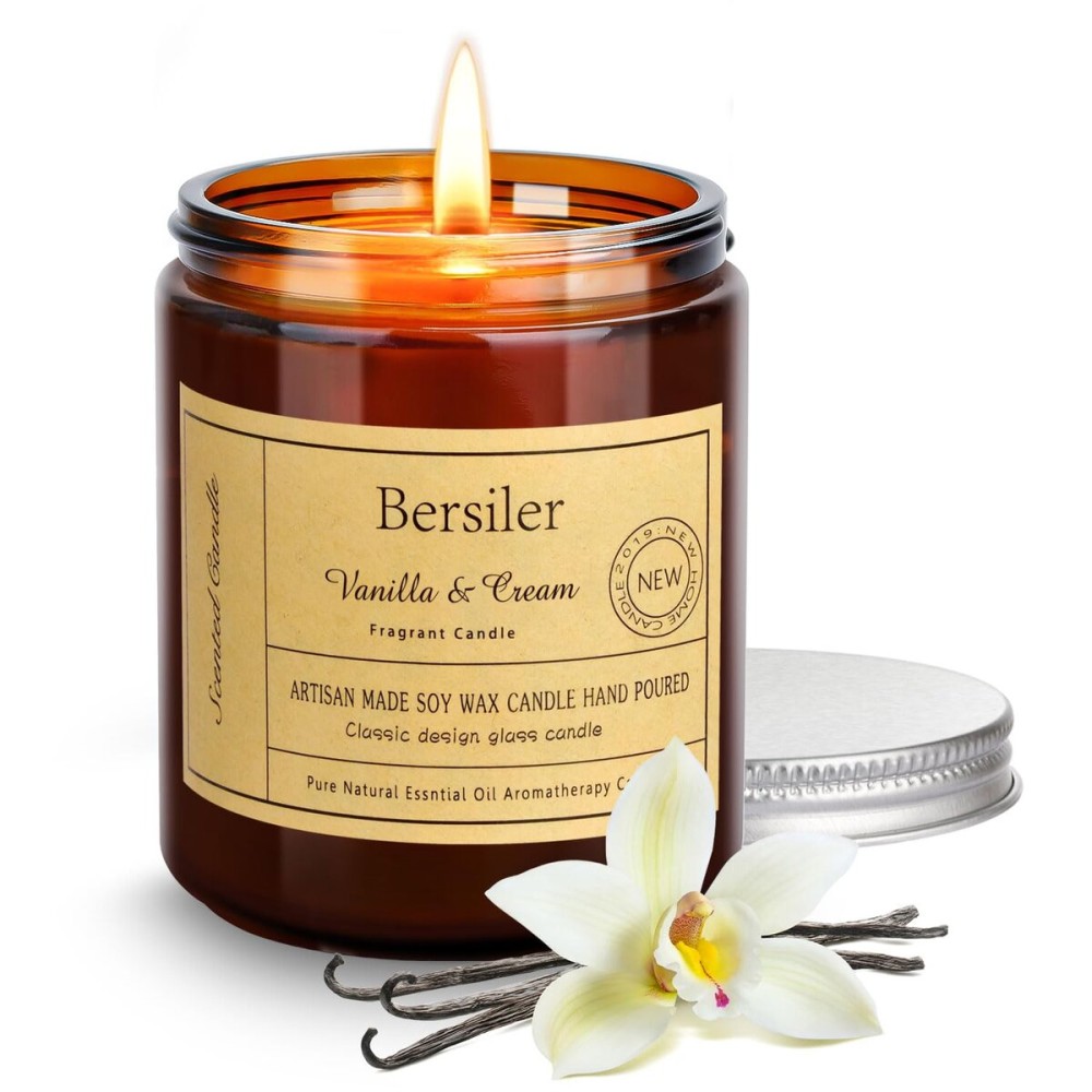 Vanilla Cream Scented Candles, Candles for Home Scented Aromatherapy Candles, Stress Relief and Relax Candle Gift for Women Birthday Christmas, 7oz Soy Wax Candle