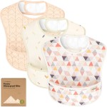 3-Pack Waterproof Baby Bibs for Eating - Lightweight Toddler Feeding Bibs with Large Food Catcher, Mess Proof, Food-Grade Baby Eating Essentials, Easy to Put On & Clean (Prism)