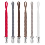 Pokipaw Pacifier Clip for Boys and Girls 6 Pack Baby Pacifier Holder Leash 100% Handmade Braided Fits All Pacifiers & Teething Toys Modern Unisex Baby Gift