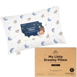 Mini Toddler Pillow with Pillowcase - 9x13 My Little Dreamy Travel Kids Pillow for Sleeping, Toddler Bed, Small, Tiny, Organic Cotton Pillowcase, Soft & Breathable, Kids 2-4 Years Old(Space Drift)