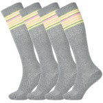 +MD 4 Pairs Compression Socks (15-20mmHg) for Women & Men - Cushion Knee High Socks for Running, Medical, Athletic, Nurses, Travels, Edema, Anti-DVT, Varicose Veins, Shin Splints 4DKGrey 9-11