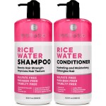 Rice Water Shampoo and Conditioner Set - Sulfate Free for Thin and Fine Hair - Fuller, Thickening Formula for Women and Men - With Strengthening Saw Palmetto - Anti Thinning, Volumizing for Thick Hair