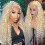 WPPIKK 613 Lace Front Wig Human Hair 180 Density Blonde Wig Human Hair Wet and Wavy Wigs for Black Women Glueless HD Lace Frontal Wigs (22 Inch)