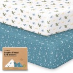 KeaBabies 2-Pack Organic Crib Sheets for Boys, Girls - 52x28 Fitted Crib Mattress Sheet Neutral, Breathable Jersey Cotton Cover for Baby Bed, Toddler Mattress, Soft & Cute Prints (Dragon Tale)