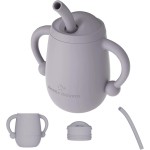 Cuddle Campus 100% Silicone Baby Training Cup, Shatterproof Toddler Sippy Cups with Straw, Open Cup for Baby, 6+ Months 4 Oz