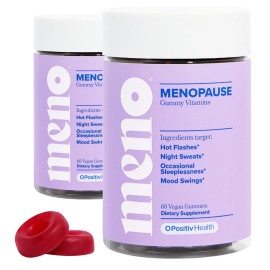 O Positiv MENO Gummies for Menopause, 30 Servings (Pack of 2) - Hormone-Free Supplements for Women with Black Cohosh & Ashwagandha KSM-66 - Helps Alleviate Hot Flashes, Night Sweats, & Mood Swings