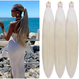 Platinum Blonde Braiding Hair Pre stretched 613 Yaki Gyal Braiding Hair