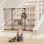 InnoTruth 28.9-49 Baby Gate for Doorways, 30 Tall Extra Wide Doggy Gates for Stairs One-Hand Opening, Easy Walk Thru Dual Lock Dog Gates for The House, Kitchen, Balcony, Easy Install Kid Gate,Brown