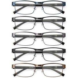 JOLISU 5PCS Reading Glasses Men - Blue Light Blocking Computer Metal Thin Frame Readers For Mens/Women1.00