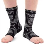 INDEEMAX Copper Ankle Brace Ankle Compression Sleeve Support Ankle Brace for Women & Men, Achilles Tendonitis Brace, Plantar Fasciitis, Sports, Silver Black, XL