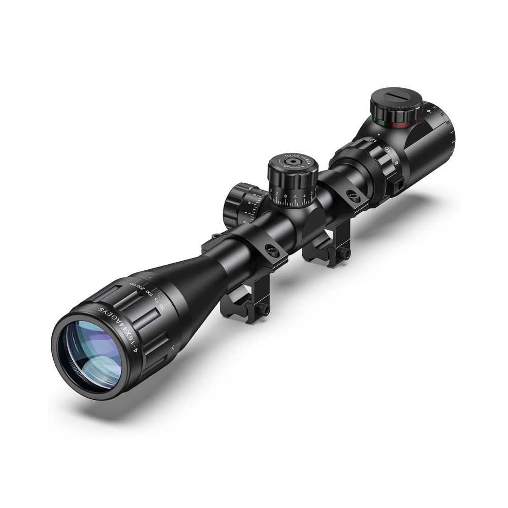 CVLIFE 4-16x44 Scope Red and Green Illuminated Scope with Locking Turret Sunshade and 11mm Mount Included