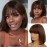 Rebasar Chocolate Brown Short Bob Wigs Human Hair Wear and Go Bob Wig With Bangs Human Hair Wigs for Black Women Glueless Brazilian Straight Hair None Lace Front Wig Dark Brown 8 Inch