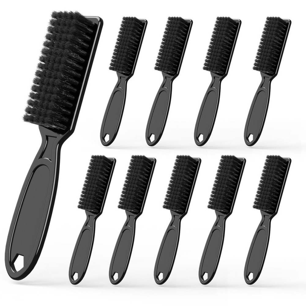 SQULIGT 10 Pcs Barber Clipper Cleaning Brush, Barber Accessories Supplies, Blade Trimmer Cleaning Mini Brush Bulk Set Duster Manicure Nylon Brush Hair Styling Tool (Black)