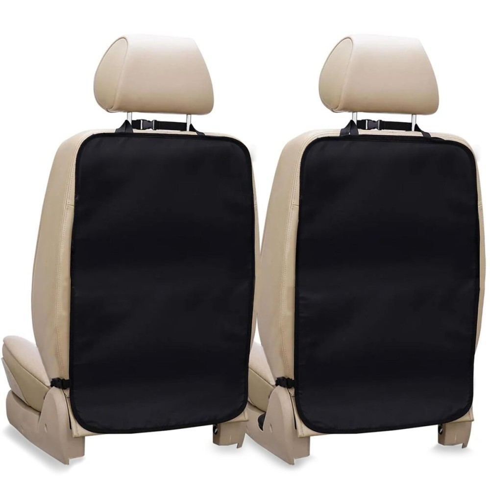 EcoNour 2 Pack Large Back Seat Protector for Kids Feet | Premium Waterproof Kick Mats | Durable Black Backseat Cover for Child to Protect from Dirt, Mud & Scratches | Automotive Travel Accessories