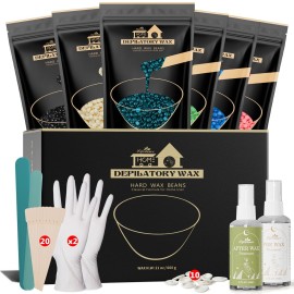 Lifestance Wax Beads Set, 6 Kinds of Waxing Beads, Hard Wax Beans with 44 Items, Perfect for Any Waxing Warmers, Wax Beads for Hair Removal for Full Body Bikini Armpit Underarm Eyebrow Face Leg