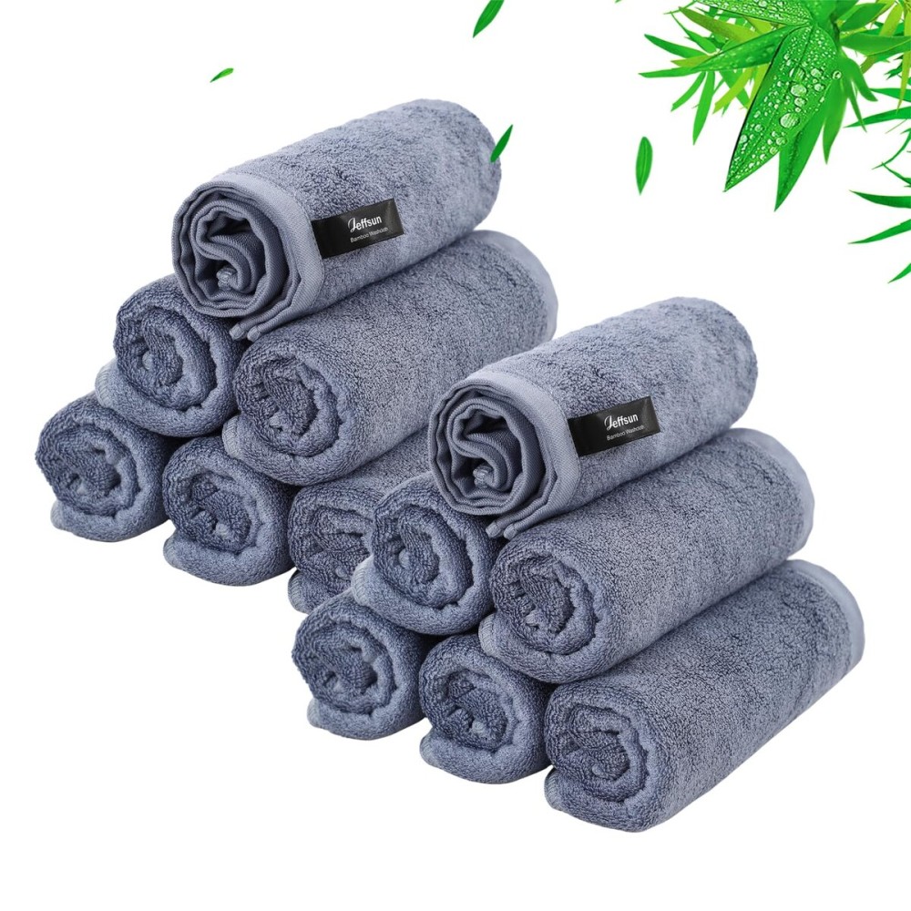 Wash Cloths 12 Pack, Reusable Makeup Remover Towel, Super Soft and Gentle Face Towel for Sensitive Skin, 10x10 inch Small Face Washcloths, Easy to Clean Lint Free Slate Blue Facial Cleansing Cloths