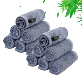 Wash Cloths 12 Pack, Reusable Makeup Remover Towel, Super Soft and Gentle Face Towel for Sensitive Skin, 10x10 inch Small Face Washcloths, Easy to Clean Lint Free Slate Blue Facial Cleansing Cloths