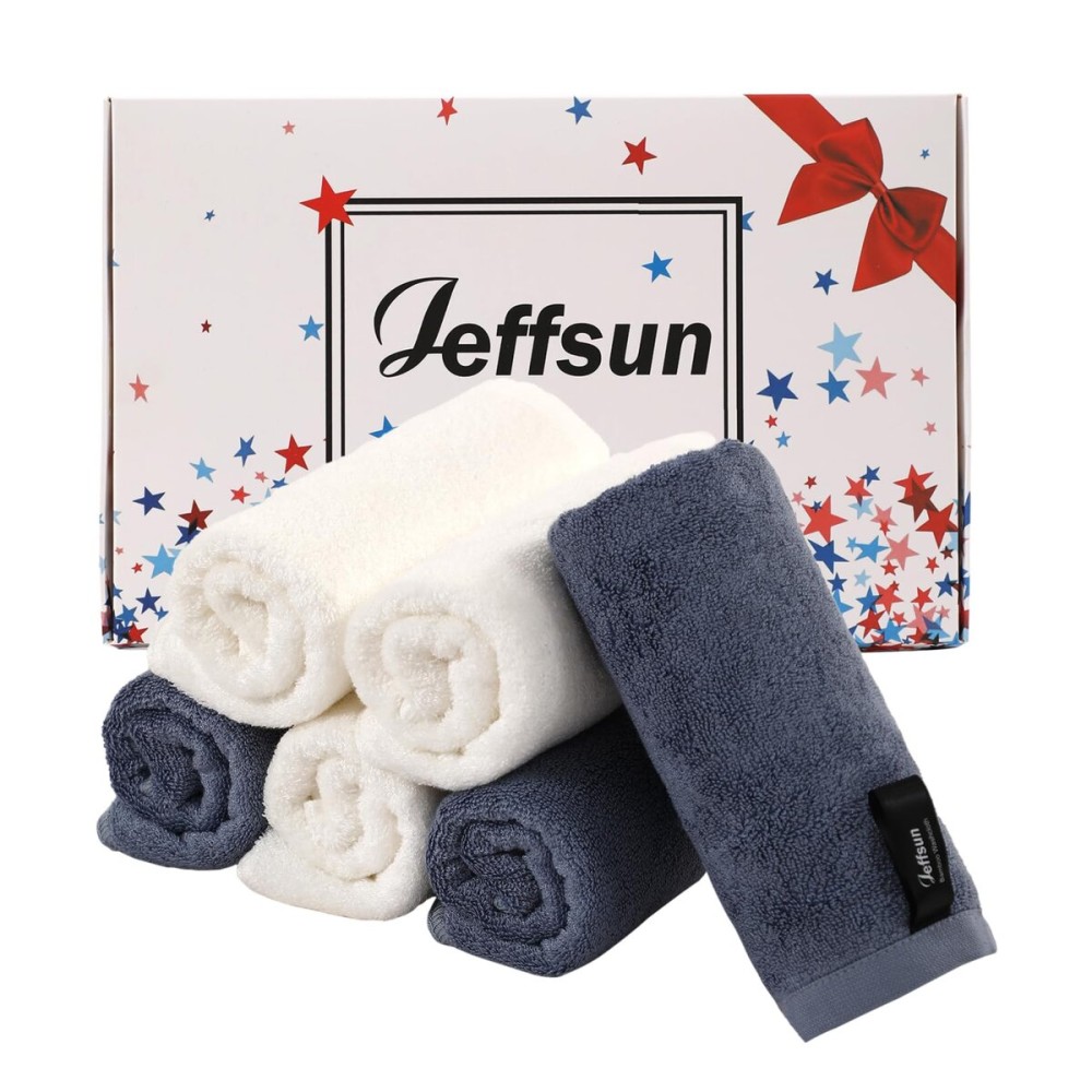 Wash Cloths 6 Pack, Super Soft and Gentle Face Towel on Sensitive Skin, Reusable Makeup Remover Eraser, 13x13 inch Large Washcloths for Face and Body, Easy to Clean Slate Blue Facial Cleaning Cloths