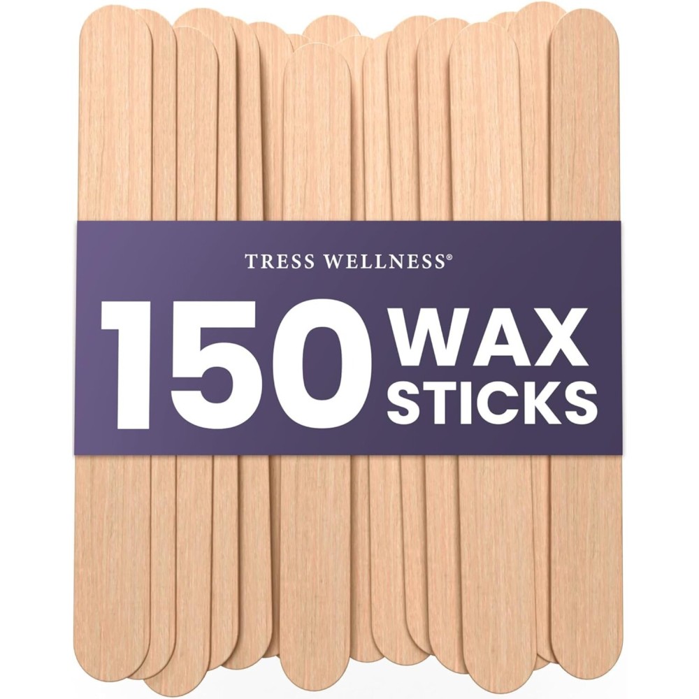 Tress Wellness - Waxing Sticks for Hair Removal - Premium Splinter-Free Wooden Sticks for Waxing, Wax Stick for Body and Face Waxing,150 Wax Sticks