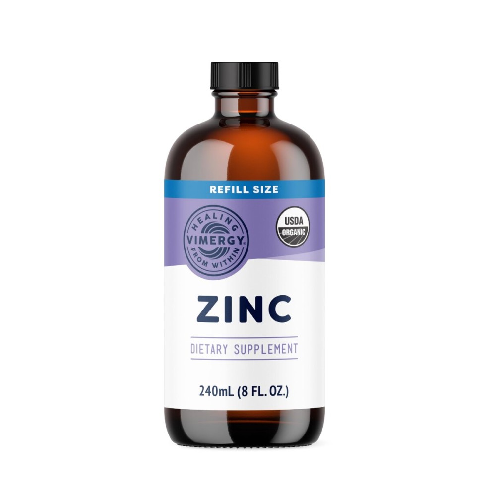 VIMERGY Organic Zinc Supplements For Women & Men (7.5mg Liquid Zinc Per Serving) Fast-Absorbing Immune Support, Promotes Healthy Bones & Skin, USDA Certified Organic, Vegan, Up to 120 Servings (240mL)