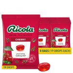 Ricola Cherry Throat Drops, 19 Count (Pack of 8) Daily Drops for Delicious Throat Refreshment, Oral Anesthetic, Naturally Flavored