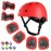 WayEee Kids Bike Helmet Set Skateboard Knee Pads, 7PCS Protective Gear Adjustable for Girls Boys 3-10 Age Elbow Pads Wrist Guards for Outdoor Sports Cycling Bike Roller Skating Scooter, Youth, Red