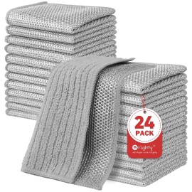 Orighty Multipurpose Wire Dishwashing Rag 24 Pcs, Upgraded Double-Layer Non-Scratch Wire Dish Cleaning Cloths, Reusable Steel Scrubber for Kitchen, Powerful Dishcloth Rag for Cookware, Grey, 7x8